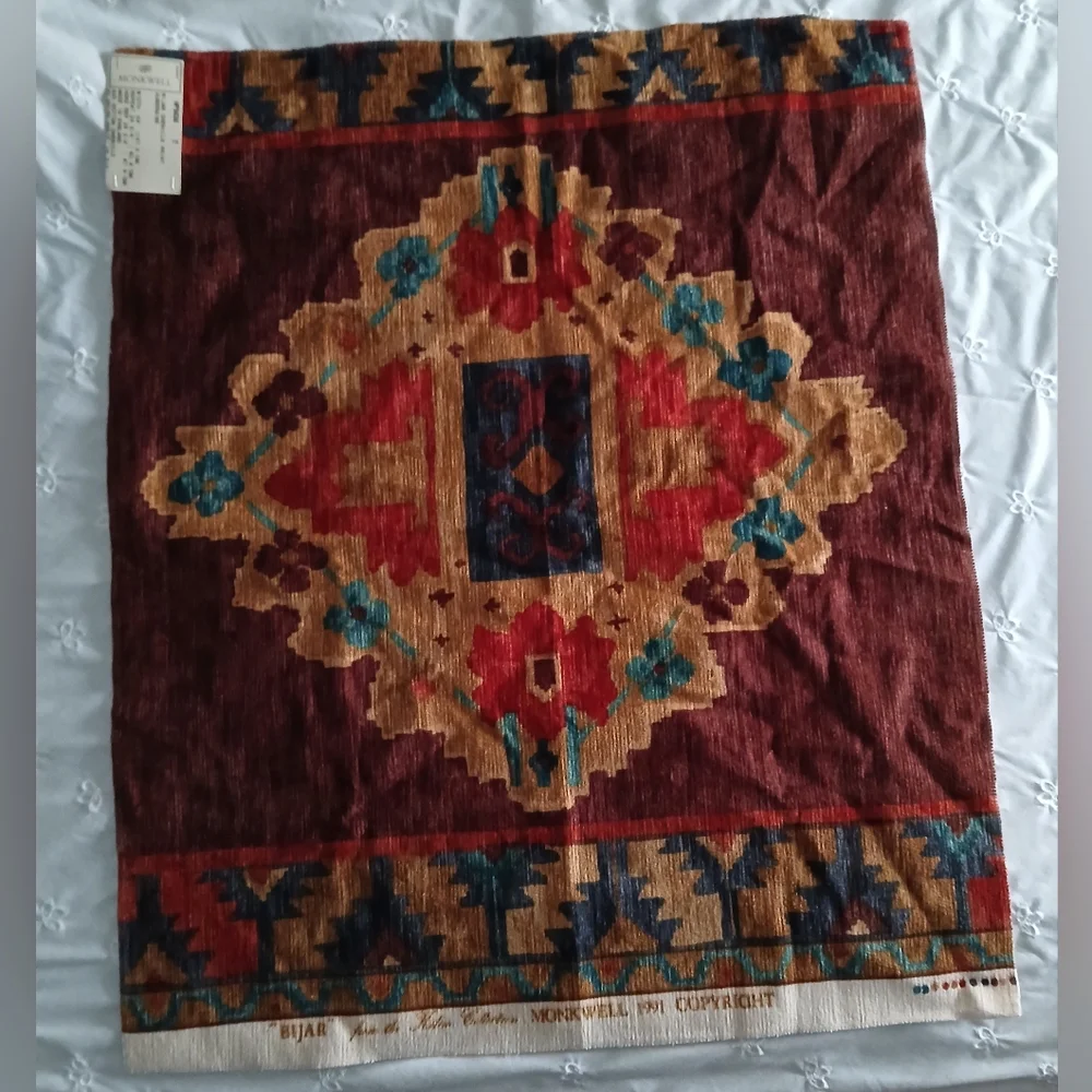 Vtg 1991 Monkwell Lee Jofa Bijar Chenille Print Aubergine 24